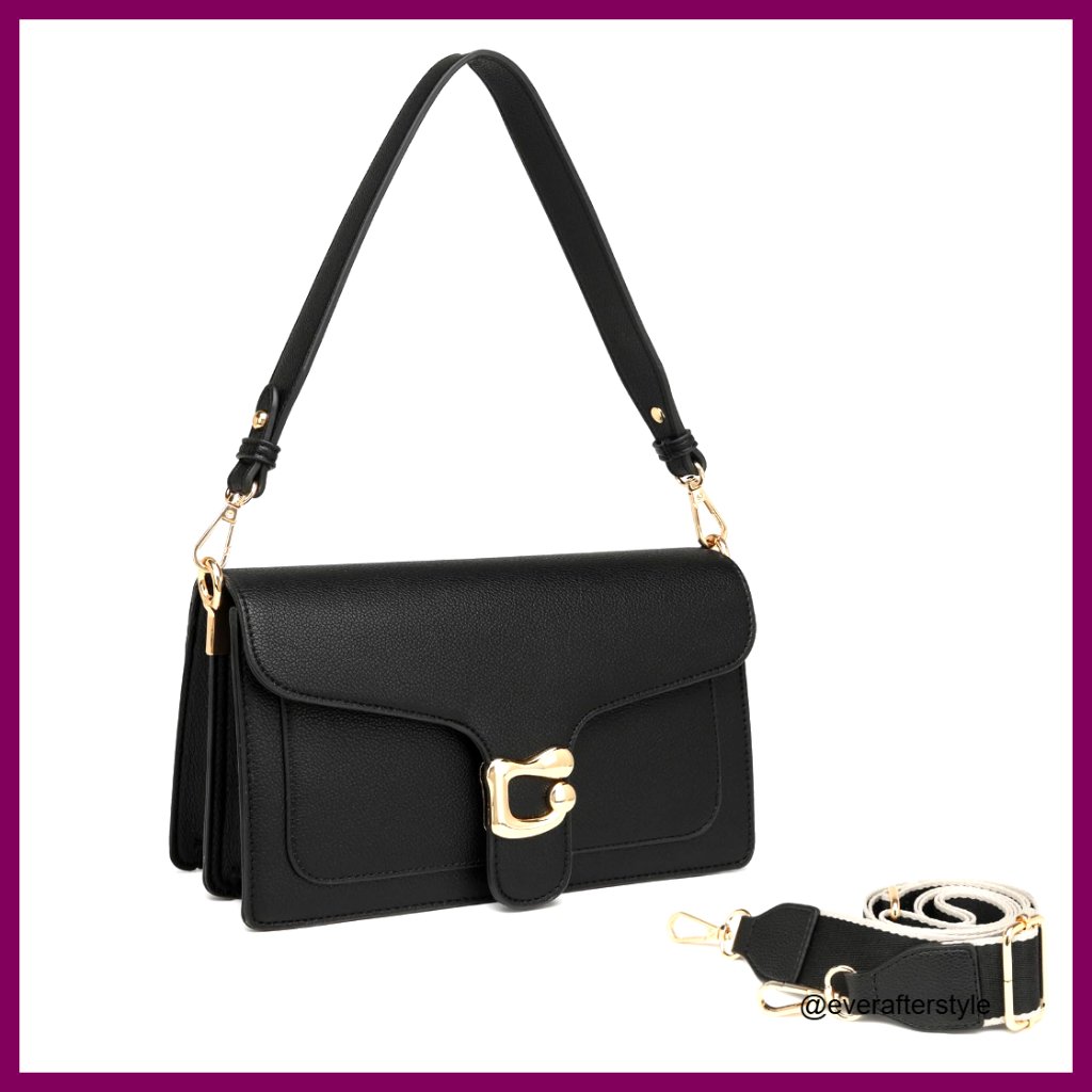 Leather Crossbody Bag With Detachable Straps Elegant Versatile Evening Clutch